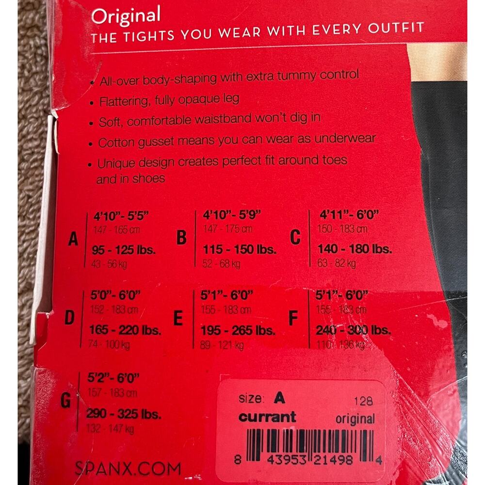 Spanx Tight End Tights Original Body Shaping Tights Size A Currant Burgundy NEW - Picture 4 of 8